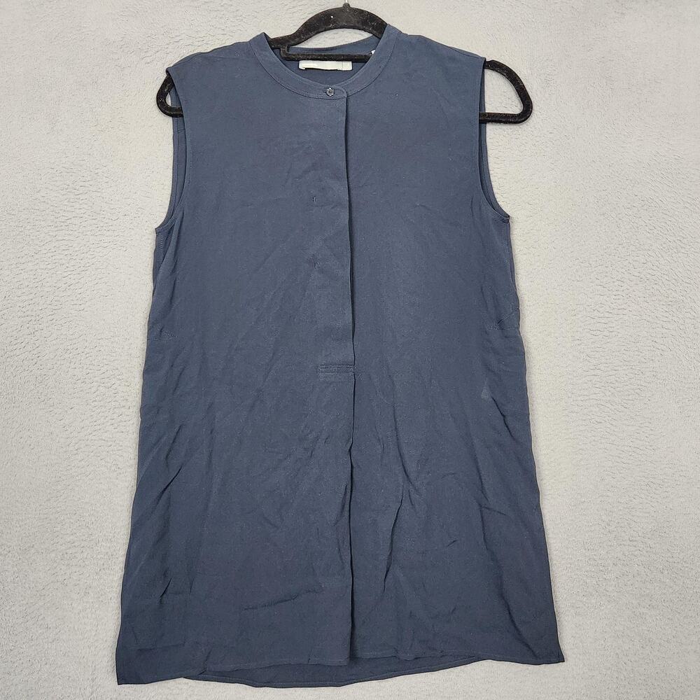 VINCE Sleeveless Split Side Tunic Womens XS Coastal Blue Silk V4003-11809